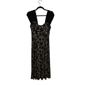 Vintage 90's Green Box Floral Maxi Dress L Made USA Romantic Dark Fairy Garden